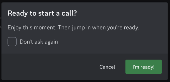 Screenshot of discord popup that appears right before a call saying:

